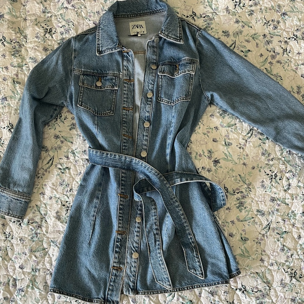 Zara Light Blue Denim Coat